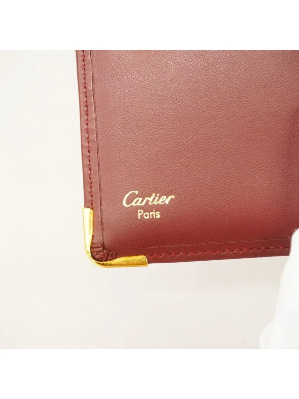 Cartier Trifold Wallet Must Leather Bordeaux Gold